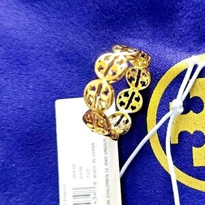 Elegant TORY BURCH FROZEN LOGO Gold Women's Ring SIZE 7